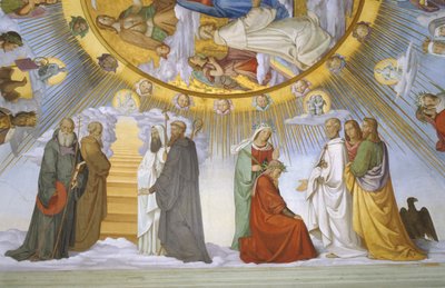 Vault of the room of Dante (detail): Dante, Beatrice, Empress Constance, the Clarissa Piccarda Romeo from Villanova and Emperor Justinian by Philipp Veit